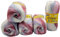 5 x 100 g Strickgarn Cicibebe Batik mehrfarbig mit Farbverlauf, 500 Gramm Strickwolle bunt, Farbverlaufsgarn (rosenholz rosa blau weiss 550-53)