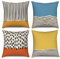 Hnmdmyi Kissenbezug Boho 50x50 4er Set, Mid Century Abstrakt Modern Geometrisch Dekorative Kissenbezüge Blau Gelb Verbrannt Orange Leinen Kissenhülle für Sofa Couch Bett Garten Outdoor Home Decor