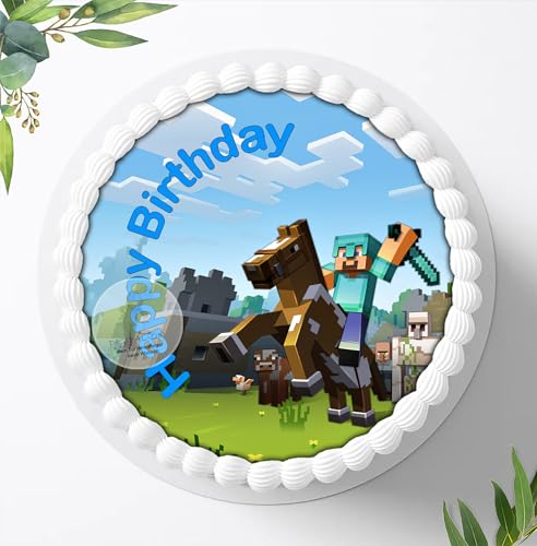 Für die Geburtstags Torte, Zuckerbild kompatibel mit: Minecraft, Essbares Foto für Torten, Fondant, Tortenaufleger Ø 20cm, 0052P.1