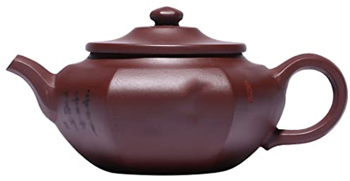Tetera de corazón Zen grabada de seis partes, tetera Zisha, tetera de Kung-fu hecha a mano, vajilla de arcilla morada