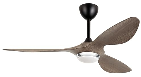 reiga Ventilatore da soffitto intelligente da 132 cm con luci e telecomando, ventilatore reversibile silenzioso con motore a corrente continua, moderno grigio scuro a 3 pale