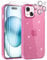 YIRSUR Glitter Clear Case for iPhone 15 Plus with 2 Pack Screen Protector with 2 Pack Camera Lens Protector, Soft TPU Bumper Anti-Scratch Shockproof Transparent Sparkly for iPhone 15 Plus -Pink