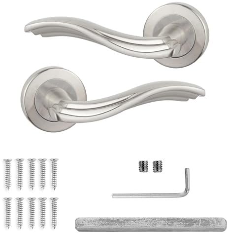 Decoranddecor Chrome Door Handles Internal – Aluminium Silver Door Handles for Internal Doors | Round Rose Internal Door Handles for Bedrooms & Bathroom | Solace Range