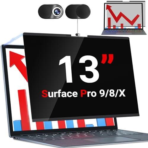 ZOEGAA Magnetische Blickschutzfolie für Microsoft Surface Pro 10/9/8/X-13 Zoll, Abnehmbare Sichtschutzfolie Surface Pro 9 13 Zoll, Anti-Glare Anti-Blaulicht Privacy Screen Sichtschutz