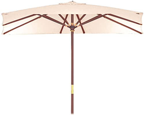 Briconess.com Sonnenschirm für den Außenbereich aus Holz Nijatto rechteckig Beige 300 x 200 cm Sun Top Garden Deluxe Collection, beige, Groß