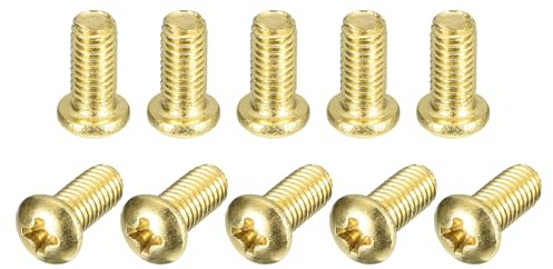 sourcing map Lot de 20 vis à métaux en laiton M5 x 10 mm Phillips à tête cylindrique pour meubles, matériel de bureau, électronique
