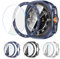 [3+3Pack] Kamita Funda Protectora para Samsung Galaxy Watch Ultra 47mm, 3 Protector de Pantalla de Cristal Templado+3 PC Bumper Case+3 Anillo de Bisel Cover para Galaxy Watch Ultra (Negro+Azul+Plata)