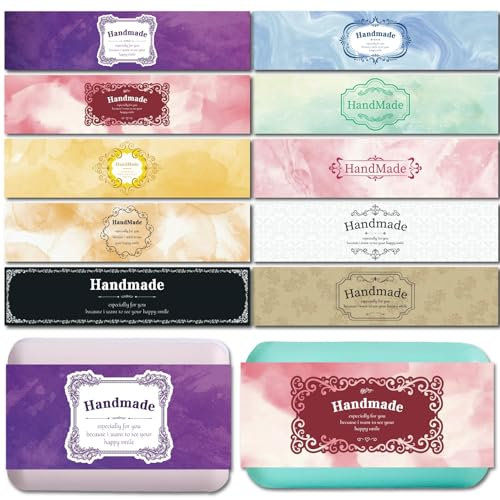 CREATCABIN 100 Stück Handgefertigte Seifenverpackungen Rechteckige Seifenanhänger Seifenetiketten Aus Kraftpapier Seifentaillensiegel Basteln Seifenstangen Verpackungshüllen Vertikale Anhänger 21x5cm