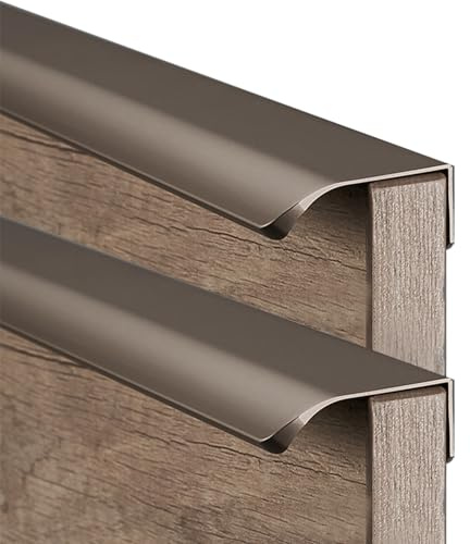 2 Pack Concealed Furniture Handles Aluminum Alloy Cupboard Handles Champagne Wardrobe Handles Hidden Drawer Pulls Long Handles Aluminum Profile Integrated Type (Length 150mm)