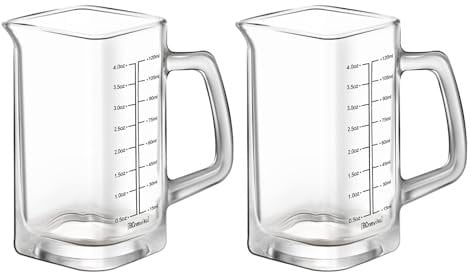 120ml Glass Measuring Jugs, Clear Glass Measuring Cup, with Handle, for Milk,Coffee,Cocktail,Whiskey,Tequila (Black)