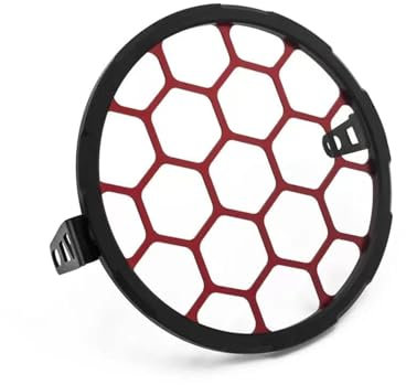 JBJXFAMAY para Brixton para Cromwell 1200 Cubierta Motocicleta Soporte Protector Malla para Faros Delanteros Rejilla Metal Cubierta Máscara Protector Accesorios Protector de Faro(Negro y Rojo)