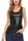 Glitzer Oberteile Damen Ärmellos Top Festliche Pailletten Oberteile Mode Einfarbig Tanktops Party Bluse Tunika Schwarz M