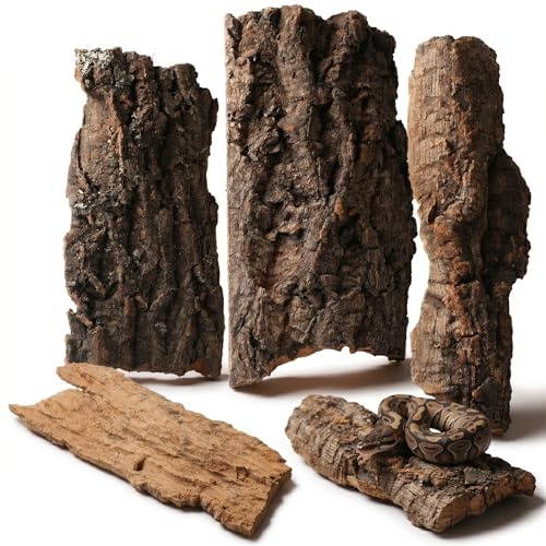 Veemoon 4pc Cork Bark Reptile, Cork Bark Flats Decoration | Snake Climbing Turtle Platforms Reptile Natural Cork Terrarium Backdrop for Gecko Lizard Tortoise Birdcage Accessories