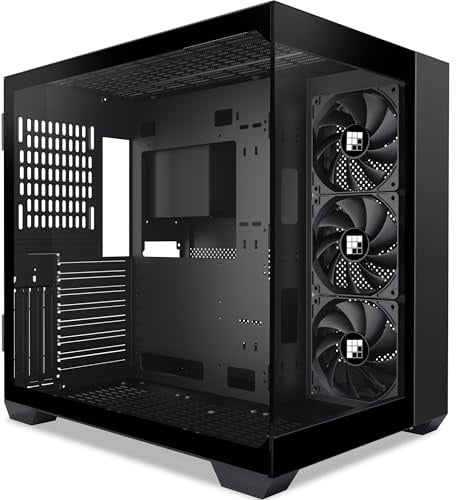 FOIFKIN F300 PC-Gehäuse - Vorinstallierte 3 PWM ohne RGB-Lüfter, ATX Mid-Tower Gaming PC-Gehäuse, 270° Panorama-Glas mit Typ-C (Schwarz, F301)