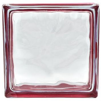 Bloc de verre réfléchissant ondulé couleur rouge | cm 19 x 19 x 8 | Unité de vente 1 boîte de 6 pièces | Euro/pcs. 5,50
