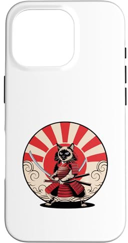 Furchtlose Samurai-Katze mit Katana Hülle für iPhone 16 Pro