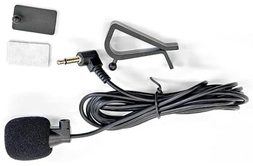 Jack microfono da 3,5 mm, microfono esterno per auto, compatibile con autoradio Sony JVC Kenwood Jensen Alpine, navigazione Bluetooth, microfono con morsetto a U, adesivo di fissaggio, plug-and-play,