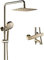 Duschsystem, thermostatisches Gold Drei Funktionen Wandmontage Duschset Messing Badewanne Diverter Mixer Wanne Haken mit 10 * 8 Zoll Niederschlagsduschkopf