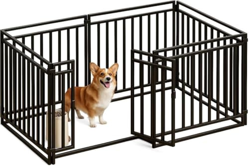YYingYYue Hundebox Metall Hundezaun Extra Großer Raum Verdicktes Voll Vierkantrohr Kombination Faltbare Hundebox Für Alle Arten Von Hunden Schwarz,120 * 60 * 60cm 7pcs