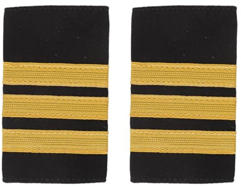 Orivin 1 Paar Epauletten für Pilotenuniform, mit drei goldenen Pilotenabzeichen für Fluggesellschaften, für Piloten, Cosplay-Kleidung