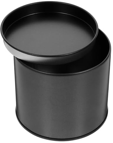 Zerodeko Teedose aus Weißblech mit Deckel, Schwarz, Rund, Versiegelt | 1 Stück, Kompakt für Losen Tee, Reiseformat für Unterwegs, zur Kaffeeaufbewahrung, Küchenarbeitsplatte