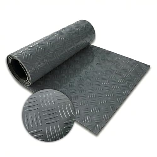 Floordirekt PVC-Bodenbelag - Riffelblech-Optik - Industrieboden - Pflegeleicht & Belastbar - Rollenware mit Zuschnitt - Bullet Dunkelgrau - 110x250 cm