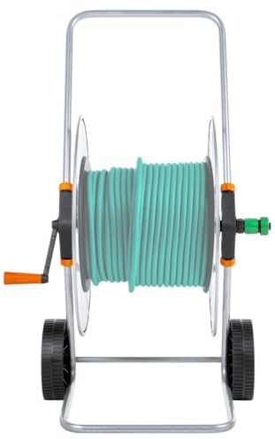 Solivagant Carrello Avvolgitubo per Tubo Flessibile 110 m 1/2 o 80 m 3/4,Argento,6.29kg