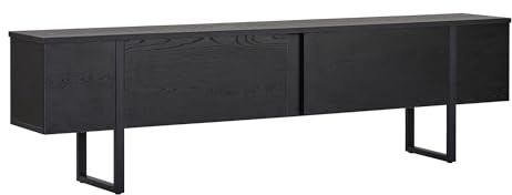 Modernes industrielles TV-Möbel, Schwarze Holzoptik, 180 x 50 x 30 cm | 100% melaminbeschichtete Spanplatte, 18 mm Stärke | stilvolles & funktionales Design für Wohnzimmer & Unterhaltungsbereiche