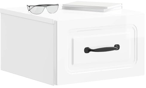 vidaXL Wandmontierter Nachttisch 2 pcs Hochglanz Weiß Holzwerkstoff, Stylischer Nachttisch, kompakter Beistelltisch, modernes Schlafzimmermöbel, Coole Aufbewahrung, minimalistisches Design
