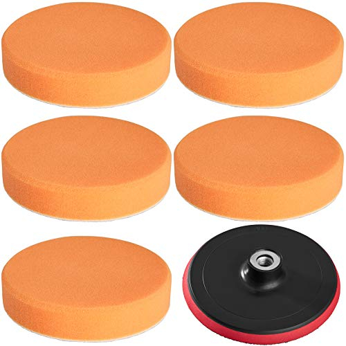 tectake® 5X Polierschwamm 150Mm Mittel + Polierteller 150Mm Für Poliermaschine