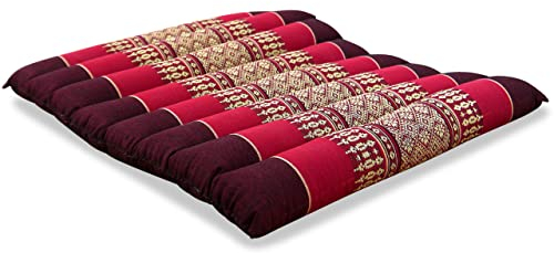 livasia Sitzkissen Stuhlauflage klein - 35x35x4,5cm - Bodenkissen gesteppt Indoor/Outdoor, Meditationskissen Yogakissen, Stuhlauflage Palettenmöbel, Steppkissen für Stuhl und Bank (Rubinrot)