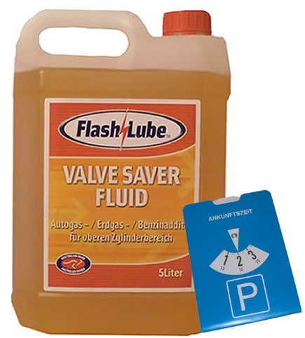 FlashLube 5,0 Liter Valve Saver Fluid LPG Autogas Ventilschutz + Parkscheibe
