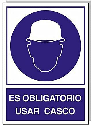 WOLFPACK LINEA PROFESIONAL - Cartel Obligatorio Usar Casco 30x21 cm.