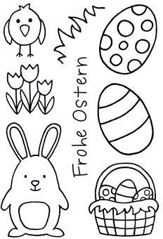 Efco Stempel Clear Ostern transparent, A7/ 74 x 105 mm, 8-teilig