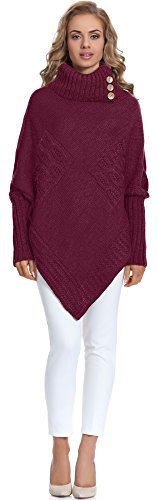 Merry Style Damen Poncho M83N4 (Weinrot, One Size)
