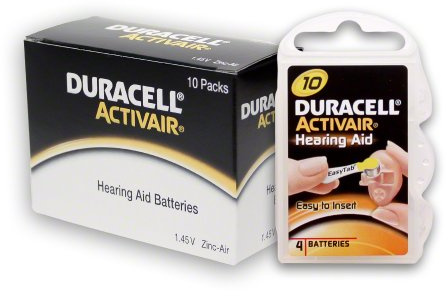 40 Duracell Hearing Aid Batteries Size: 10