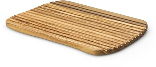 Continenta Brotschneidebrett, Tranchierbrett, Schneideblock, aus Olivenholz, 37 x 25 x 1,6 cm