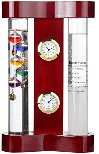 LilysHome Galileo Station météo avec thermomètre Galileo, verre tempête Amiral Fitzroy, horloge à quartz de précision et hygromètre
