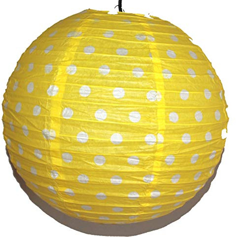 AAF Nommel®, Lampion 1 Stk. Papier, gelb mit weissen Punkten, Asia-Art-Factory, rund Ø 40 cm, Nr. 730