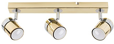 MiniSun | Modern 3 Way Adjustable Chrome and Polished Gold Effect Ceiling Spotlight Fitting | Ceiling Spots, Home Décor & Improvement Essential
