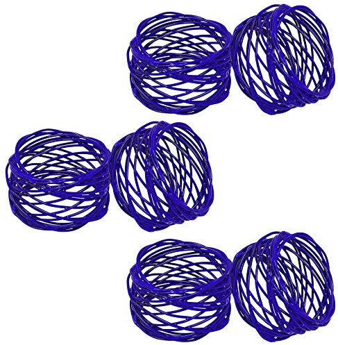 SKAVIJ Indischer Handgefertigter Runder Serviettenring aus Metallgeflecht, 6er-Set für Abendessen, Party, Serviettenhalter für den täglichen Gebrauch Blau