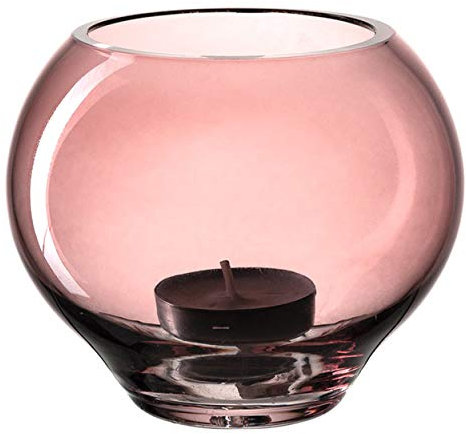 LEONARDO 032992 bougeoir en Verre Rose avec bougeoir en Verre Rose 110 mm