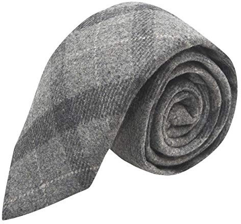 King & Priory Hellgrau & Dunkelgrau karierte Krawatte, Tweed, Tartan, Plaid, GRAU, Einheitsgröße