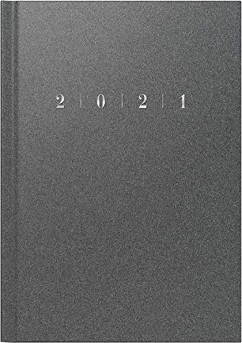 rido/idé 7023013801 Buchkalender studioplan int., 2 Seiten = 1 Woche, 168 x 240 mm, Kunststoff-Einband Reflection grau, Kalendarium 2021, mit Registerschnitt