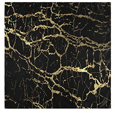 Black Gold Glitter Marble Cloth Napkins Washable Dinner Napkins Oversized Soft Reusable Satin Tables Napkins Set of 6 for Party Events Wedding, 50 x 50 CM, Hotel Quality