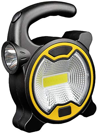 NICEJW Lampe De Poche De Camping en Plein Air, Projecteur Portable De Lampe De Poche LED COB avec Crochet pour Urgence De Randonnée Jaune Taille Unique