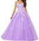 Zorayi Damen Lang Tüll Formellen Abendkleid Ballkleid Spitze Brautkleid Hochzeitskleider Flieder Größe 44