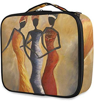 FANTAZIO Bolsa de Maquillaje Mujeres Africanas Pintura Maquillaje Organizador Maquillaje Estuche