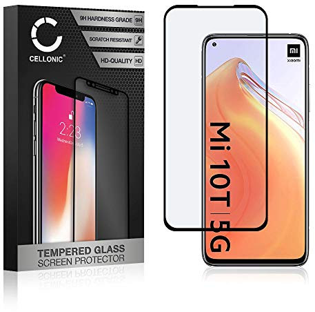 CELLONIC Protection d'écran en verre compatible avec Xiaomi Mi 10T 5G / Mi 10T Pro 5G (3D Full Cover résistance 9H 0,33mm Full Glue) smartphone téléphone portable GSM