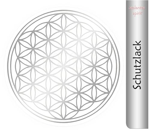 Blume des Lebens Aufkleber 9cm mit Schutzlack - Folie transparent (5, Silber)